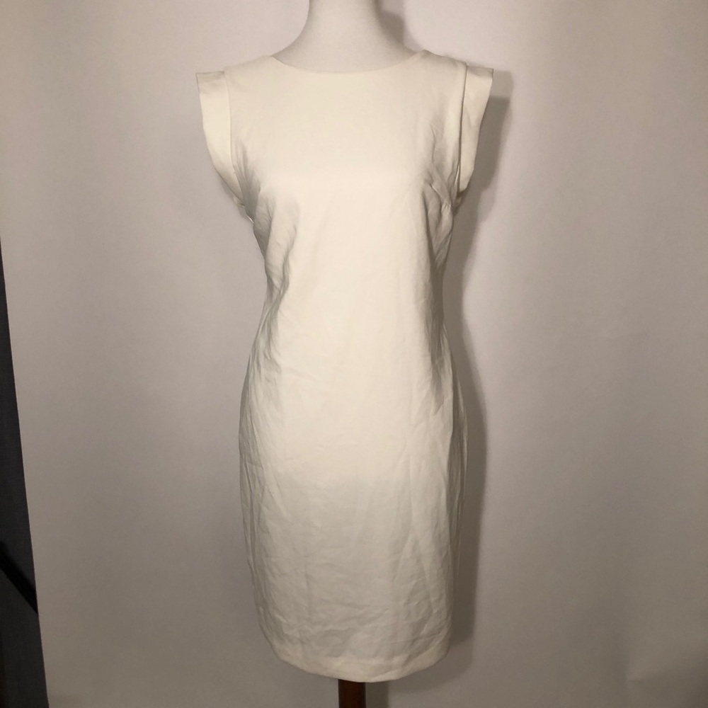 White Ivory Square Cuff Dress. Size M